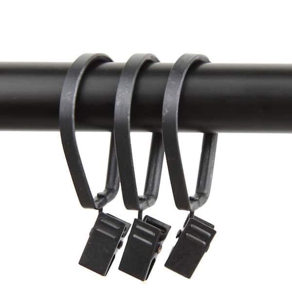 Rod Desyne Black Nickel Curtain Rings with Clips (Set of 10)