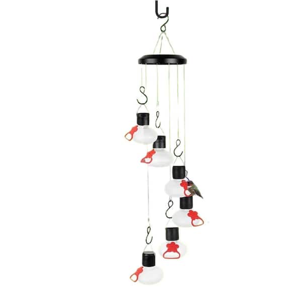 Frosted Clear Glass Bird Feeder, Solar Glass Charming Wind Chimes Hummingbird Feeders for Outdoors, Leak Free, (6-Pack)
