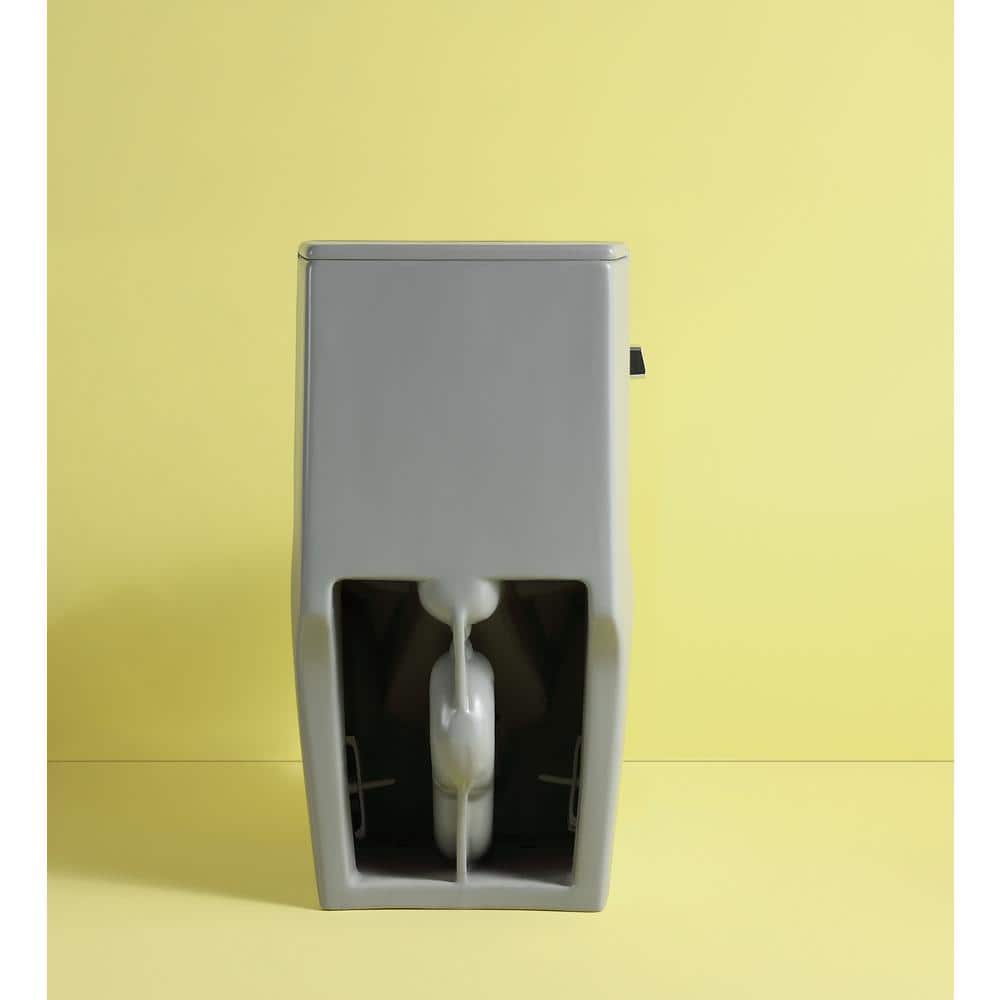 Light Gray Ceramic Dual-Flush Elongated One-Piece Toilet
