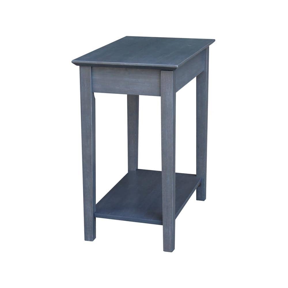 Ocean Blue Traditional Elegant Solid Parawood End Table with Storage