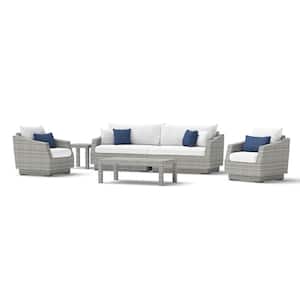 Cannes 6-Piece Wicker Sofa and Club Chair Patio Conversation Set with Sunbrella Bliss Ink Cushions