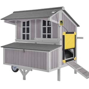 Extra-Large Chicken Coop with Big Wheels for 6/8-Chickens with Automatic Chicken Door (Black Frame)