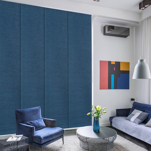Godear Design Sapphire Cordless Semi-Sheer Adjustable Sliding Panel Blind with 23 in. Slats Up to 86 in. W x 96 in. L