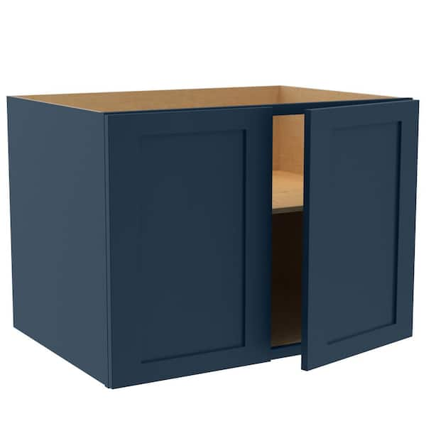 Newport Blue Painted Plywood Shaker Assembled Wall Kitchen Cabinet Soft  Close 33 in. W 24 in. D 24 in. H