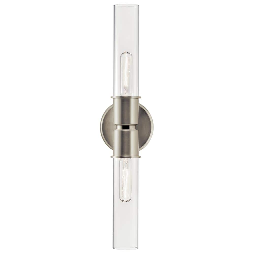Aviv 24" Brushed Nickel 2-Light Wall Sconce with Clear Glass
