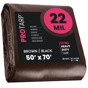 50 ft. x 70 ft. Brown/Black 22 Mil Heavy Duty Polyethylene Tarp, Waterproof, UV Resistant, Rip and Tear Proof
