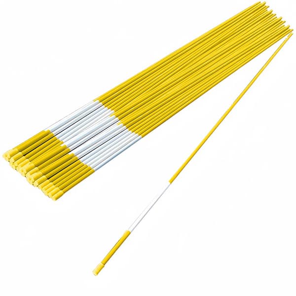 FiberMarker 48 in. Reflective Driveway Markers Yellow 50-Pack 5/16 in. Dia. Driveway Poles for Easy Visibility at Night