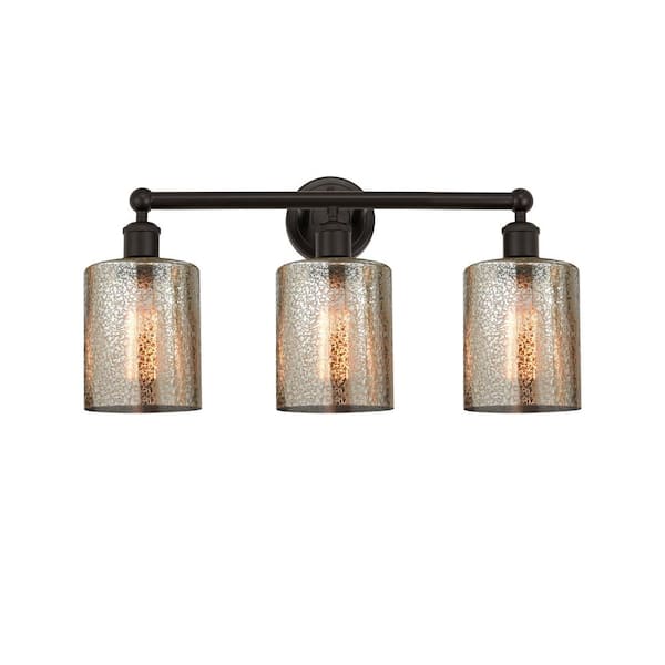 Cobbleskill 23 in. Oil Rubbed Bronze, Mercury Vanity Light with Bronze Glass Shade