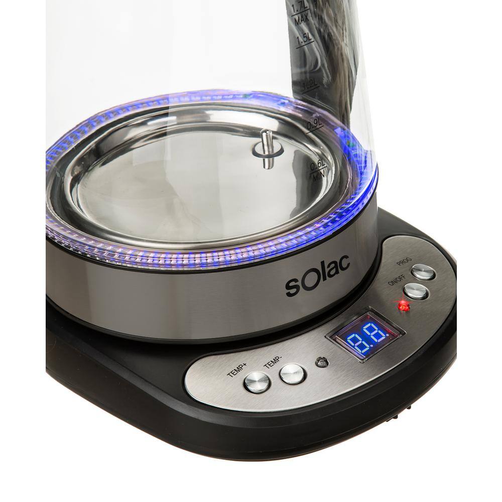 Solac Aroa 1.7 Quarts Glass and Stainless Steel Electric Kettle