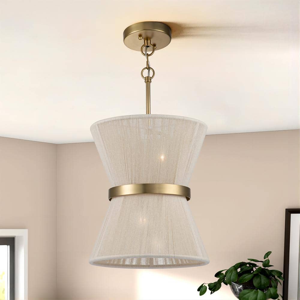 Tapered Fabric Brass Chandelier