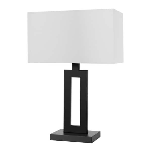 Globe Electric D'Alessio 20 in. Matte Black Table Lamp with White Linen Shade