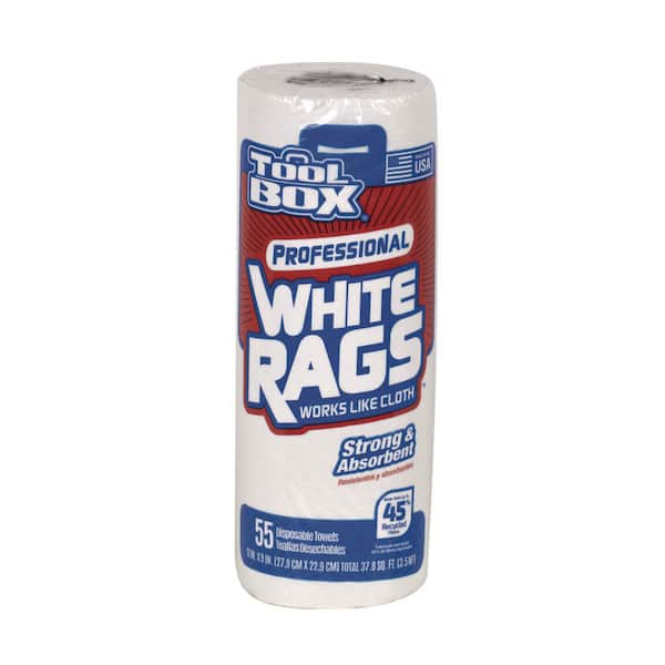 TOOL BOX BRAND Professional White Rags (55-Sheets, 9 in. x 11in., Disposable Painter's Rags)
