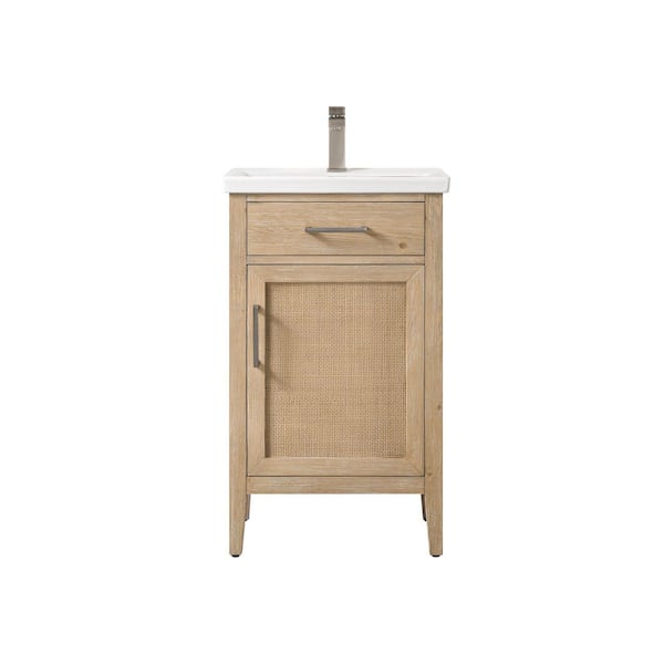 Cove 20 in. W Bath Vanity in Coastal Sand with Ceramic Vanity Top in White with White Sink