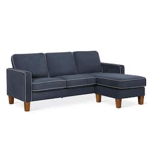 Bowen Blue Sectional Sofa with Contrast Welting