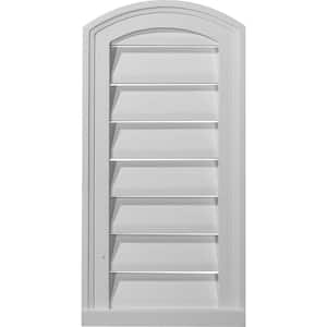 12 in in. x 24 in. Round Top Primed Polyurethane Paintable Gable Louver Vent Non-Functional