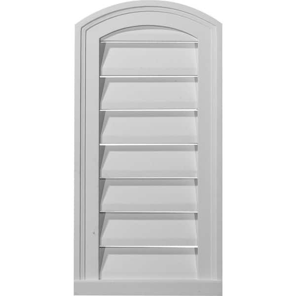 Ekena Millwork 18 in. x 30 in. Round Top Primed Polyurethane Paintable Gable Louver Vent Functional