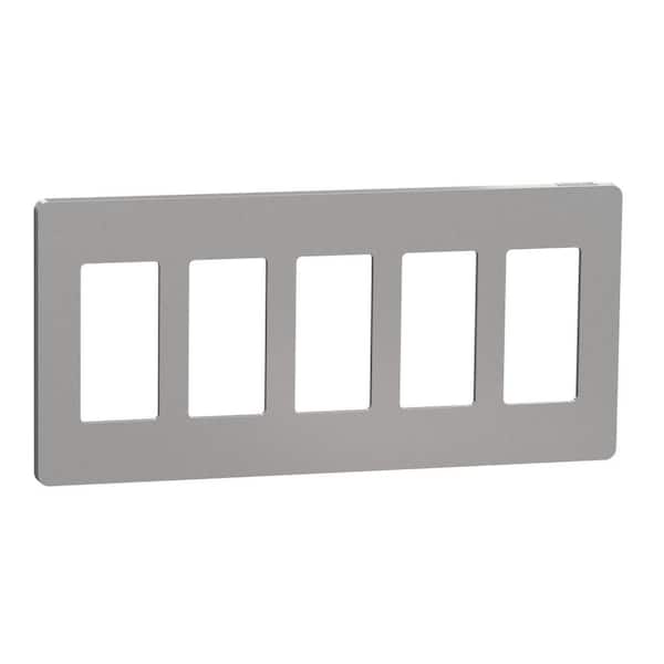 Square D X Series 5-Gang Standard Size Screwless Rocker Light Switch Wall Plate Cover Plate Matte Gray