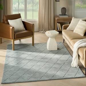 Wool Haven Blue 5 ft. x 7 ft. Diamond Contemporary Area Rug