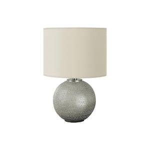 18.5 in. Ivory Modern Integrated LED Bedside Table Lamp with Ivory Linen Shade