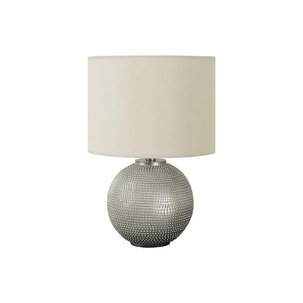 HomeRoots 18.5 in. Ivory Modern Integrated LED Bedside Table Lamp with Ivory Linen Shade