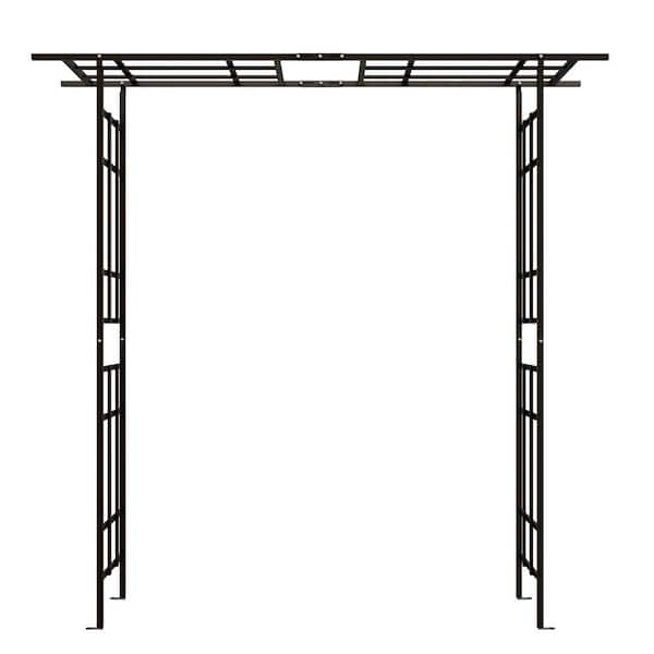 77.5 in. x 78 in. Iron Garden Arbor Trellis in Black Adjustable Width 42.52 in. - 78.15 in.