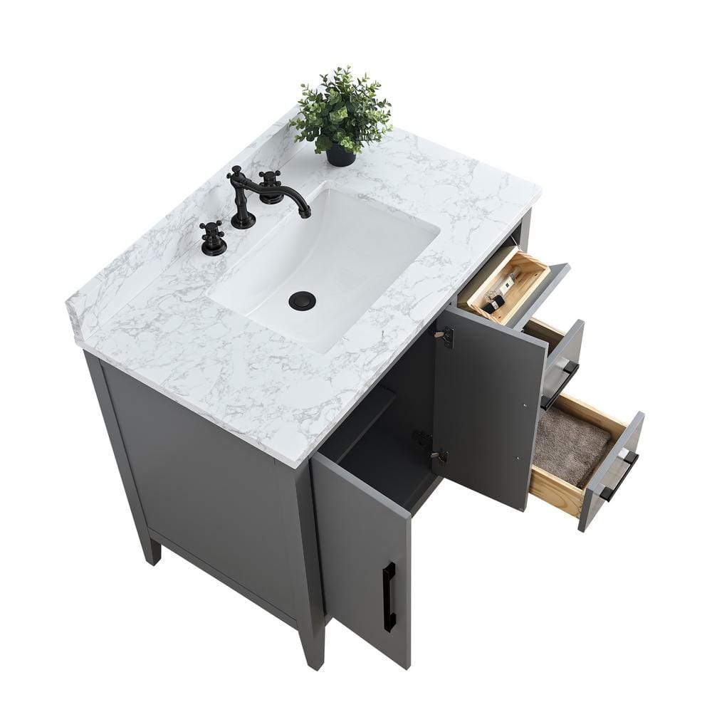 Cashmere Gray 36" Single Sink Bathroom Vanity with Marble Top