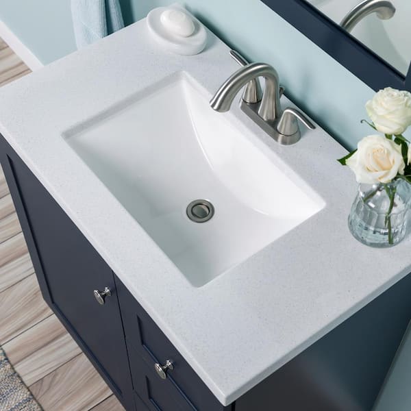 Glacier Bay Brindley 30 in W x 20 in D x 35 in H Single Sink Freestanding  Vanity in Gray w/ Veined White Engineered Stone Top HDBD30VG - The Home