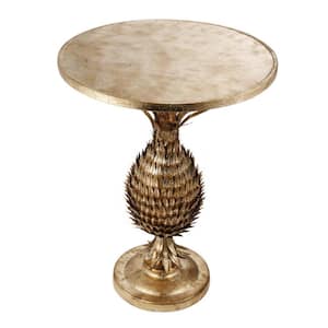 20.5 in. Gold Round Iron End/Side Table with Iron Frame