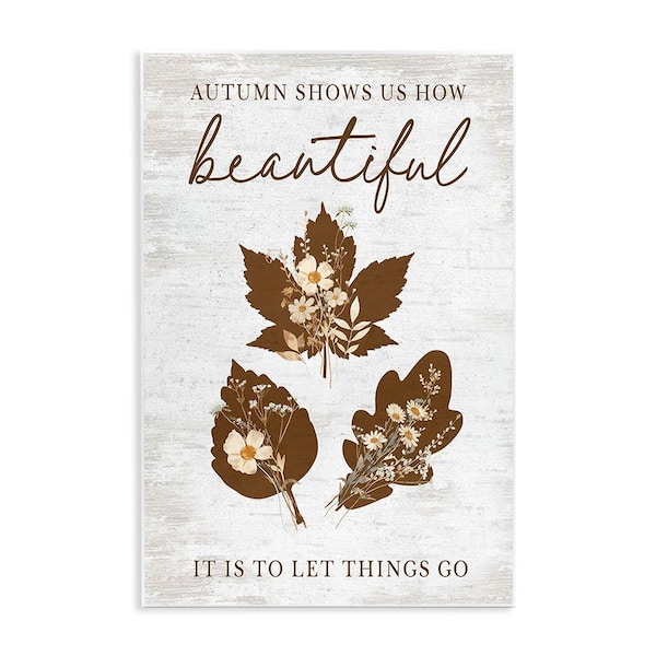 Stupell Industries Autumnal Beauty Phrase by Lettered and Lined 1-Piece Unframed Graphic Print Nature Poster Art Print 15 in. x 10 in.