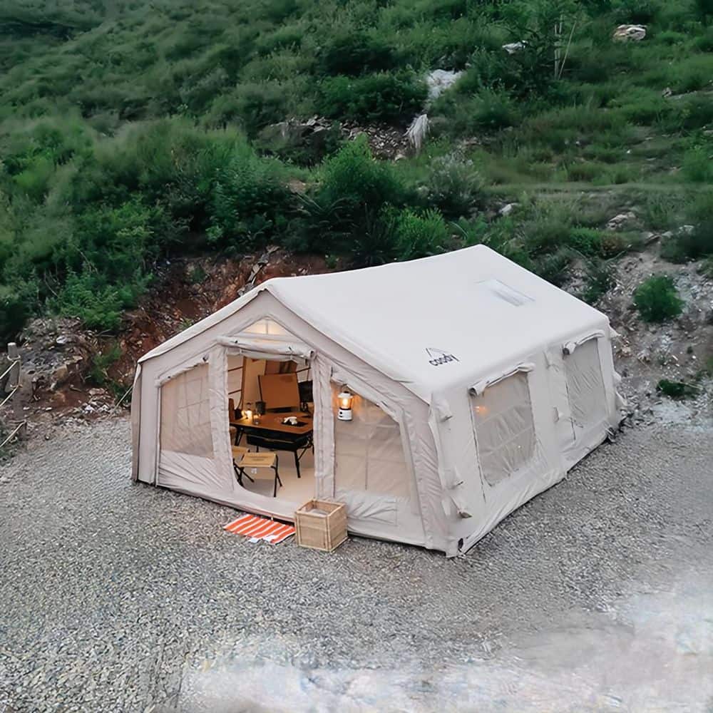 11 ft. x 12 ft. Inflatable Tent Glamping Tents for 6 Person EasySetup 4 Season Waterproof Outdoor Tent Beige price history on PriceWatchPro