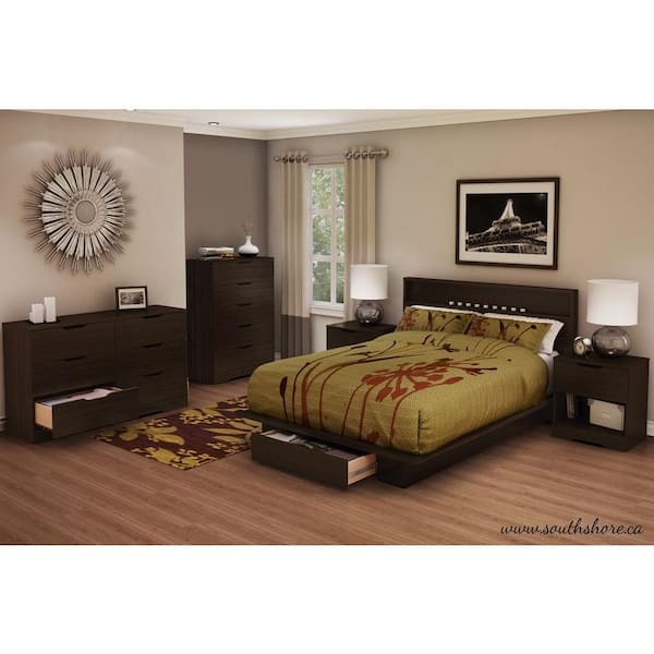 South Shore Holland 1-Drawer Full/Queen-Size Platform Bed in Chocolate