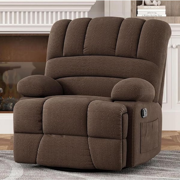 Lirago Chocolate Foam Recliner with ‎Arm Rest ‎Oversized Swivel Rocker Recliner Chair for Living Room for Adults