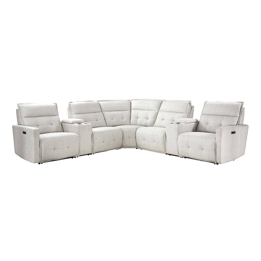 Loveland 113.5 in. 7-Piece Textured Fabric Modular Power Reclining Sectiona