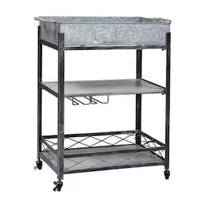 "Daisy" Galvanized Bar/Serving Cart 26¾ in. x 13¾ in. x 31 in.