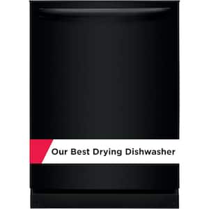 24 in Top Control Built In Tall Tub Dishwasher with Plastic Tub in Black with 4-cycles