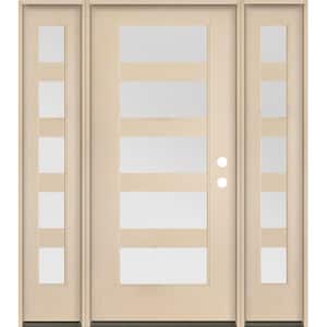 ASCEND Modern 64 in. x 80 in. 5-Lite Left-Hand/Inswing Satin Glass Unfinished Fiberglass Prehung Front Door/DSL