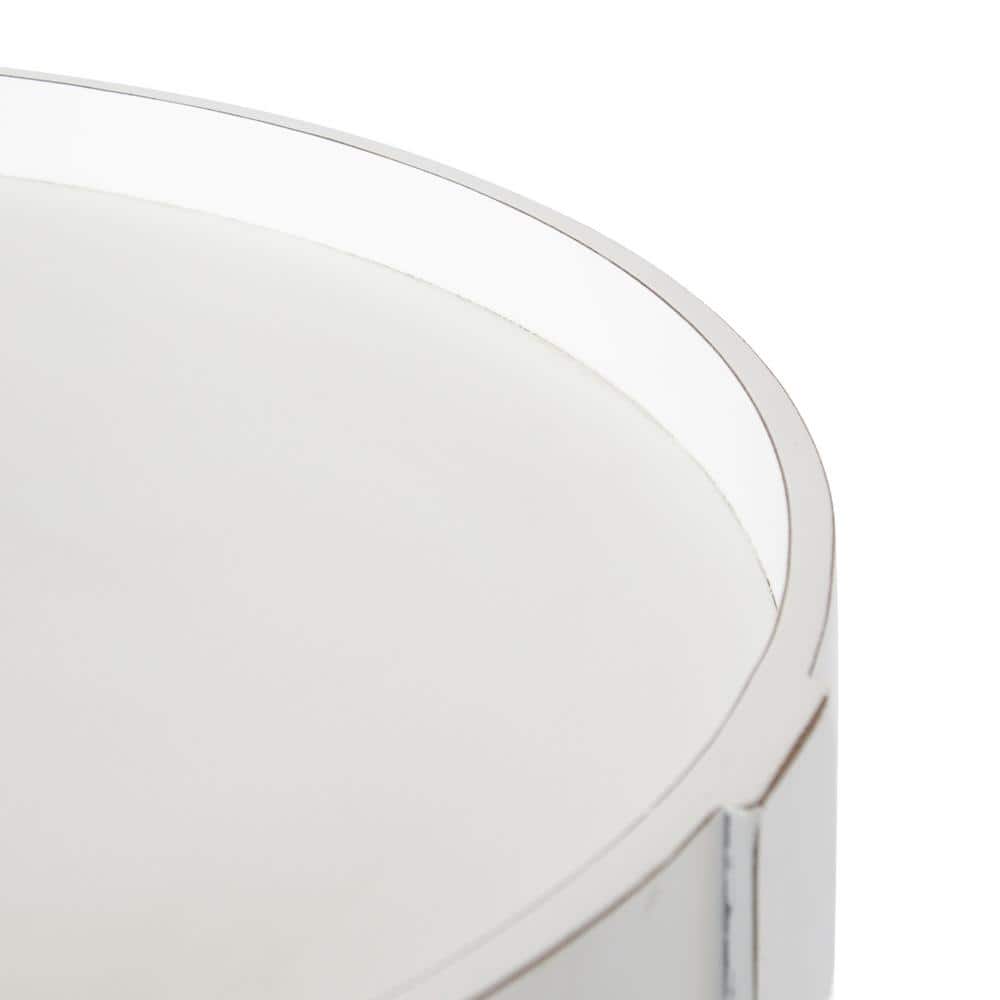 Bellport 22.5" Rustic White Round Wooden Side Table with Shelf