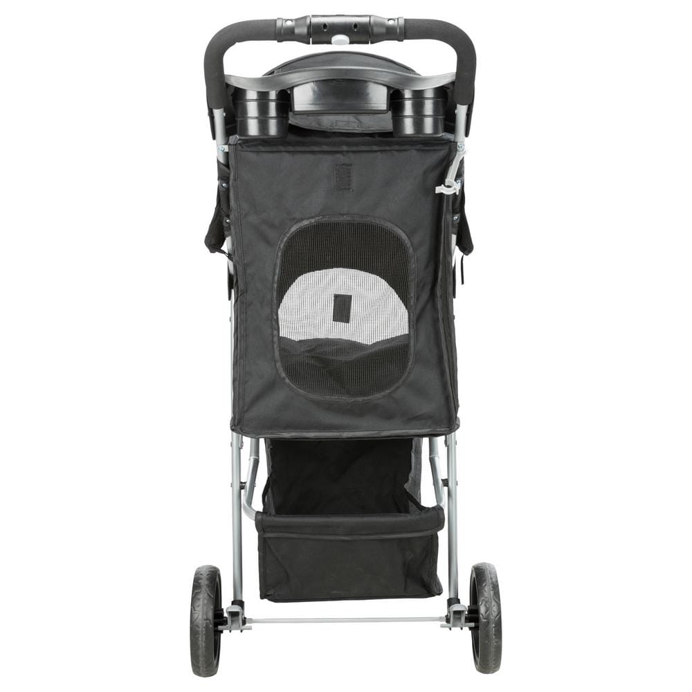Black Foldable Pet Stroller with Weather Cover and Storage