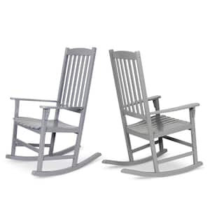 Thames Slate Gray Wood Outdoor Rocking Chair (Set Of 2)