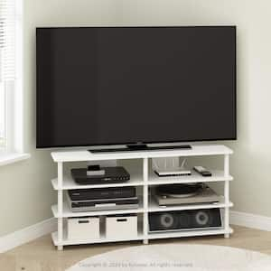 Econ White/White Corner TV Stand Entertainment Center Fits TV's up to 55 in.