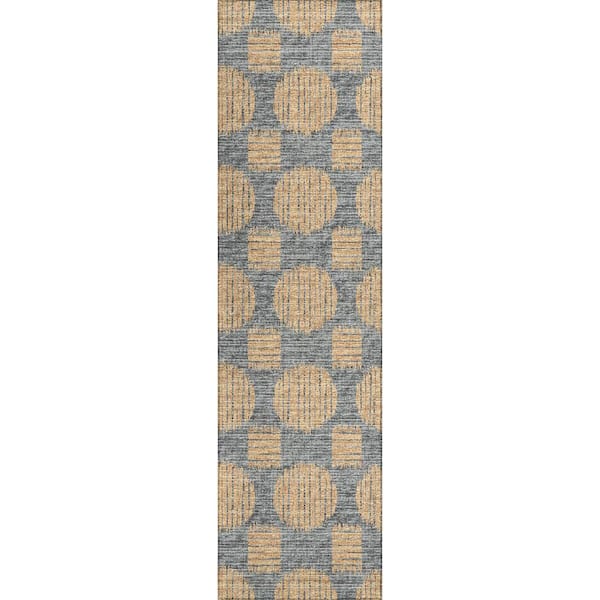 Yuma Gold 2 ft. 3 in. x 7 ft. 6 in. Geometric Indoor/Outdoor Washable Area Rug