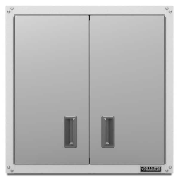 Gladiator Steel 2 Shelf Wall Mounted Garage Cabinet In White 28 W X H 12 D Gawg28fvew The Home Depot - Gladiator Wall Cabinet Installation
