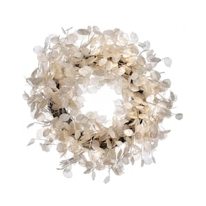 Lunaria 28 in. Ivory Artificial Wreath 28 in.