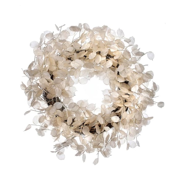Regency International Lunaria 28 in. Ivory Artificial Wreath 28 in.