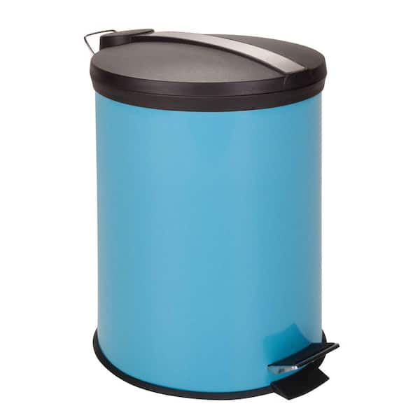 Honey-Can-Do 3 Gal. Blue Round Metal Step-On Touchless Trash Can
