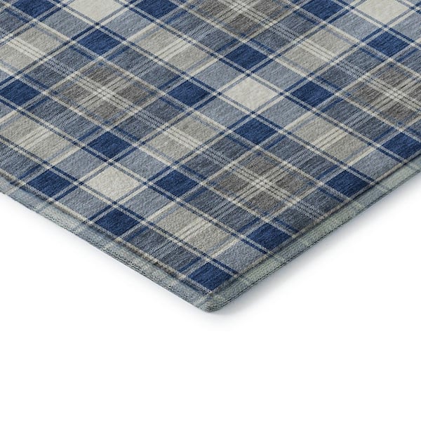 Mayfield Premium Machine Washable Abstract AMF1817 Navy 9 ft. x 12 ft. Area Rug