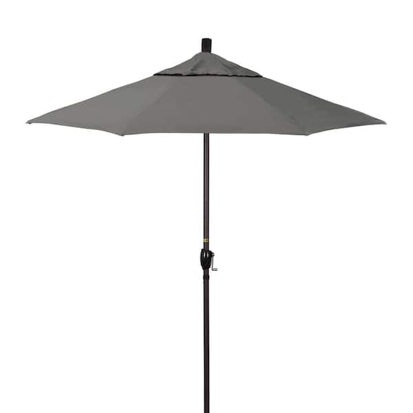 California Umbrella 7.5 ft. Bronze Aluminum Market Patio Umbrella with Crank Lift and Push-Button Tilt in Zinc Pacifica Premium