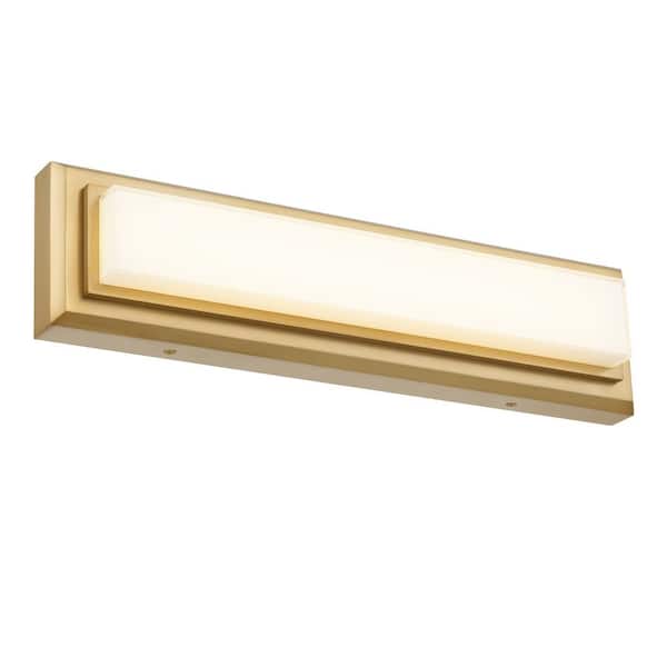 Roman 18 in. 1-Light Antique Brass LED Modern Contemporary Bathroom Vanity Light Bar with Frosted Acrylic Shade