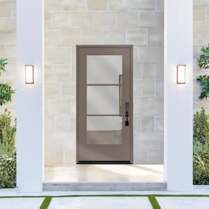 Legacy 32 in. x 80 in. Icon 3 Lite Modern Clear Glass LHIS Kindling Fiberglass Prehung Front Door