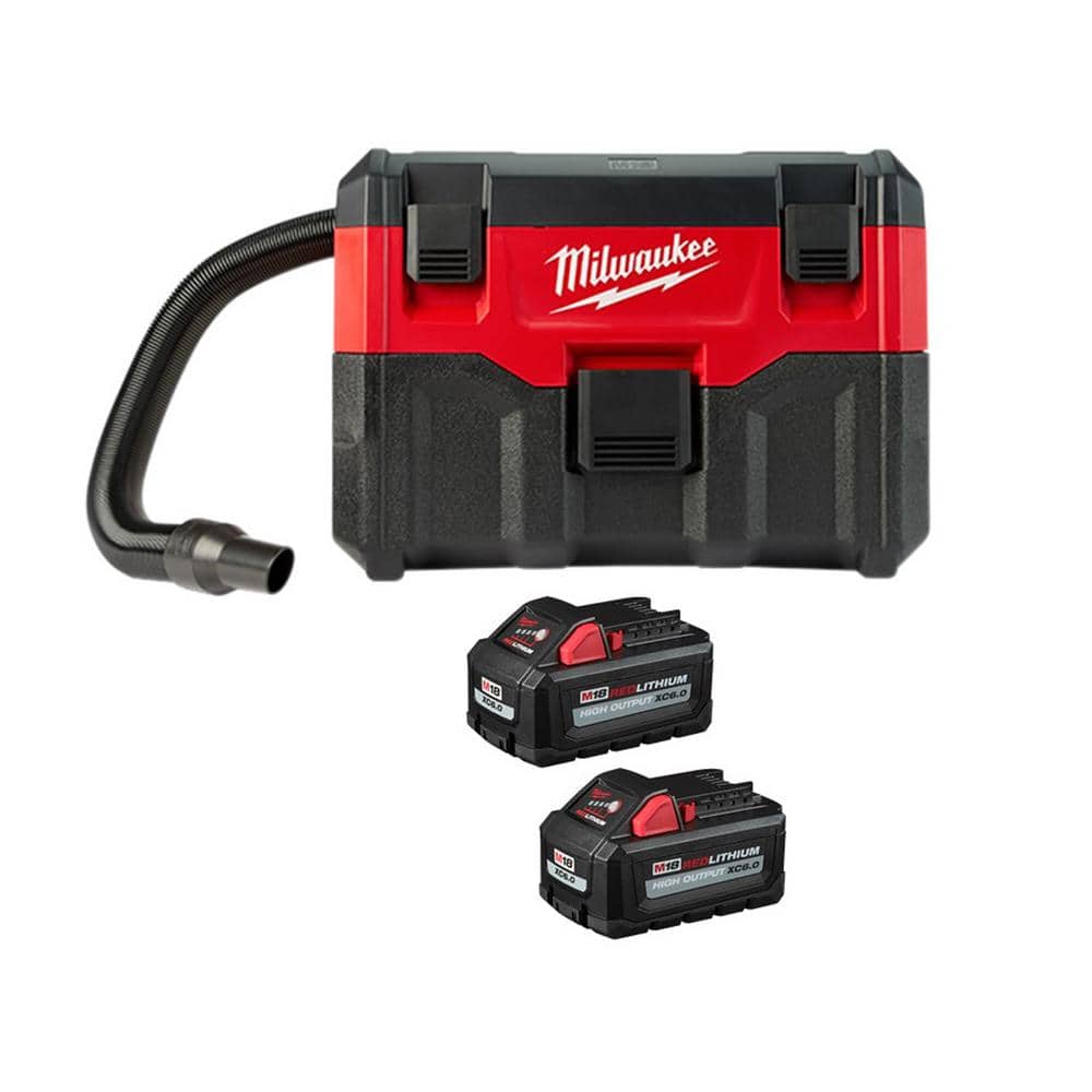 Milwaukee M18 18-Volt Gal. Lithium-Ion Cordless Wet/Dry Vacuum with (2)  M18 HIGH OUTPUT 6.0 Ah Batteries 0880-20-48-11-1862 The Home Depot